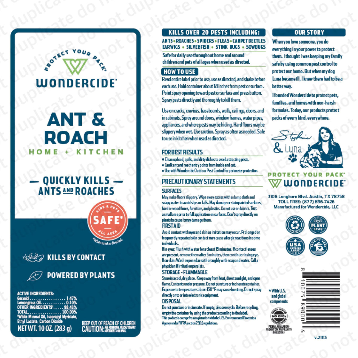 Wondercide 10 oz bottle emphasizes plant powered insect control with lemongrass