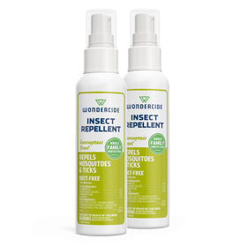 Wondercide lemongrass mosquito repellent bottle for family outdoor protection.