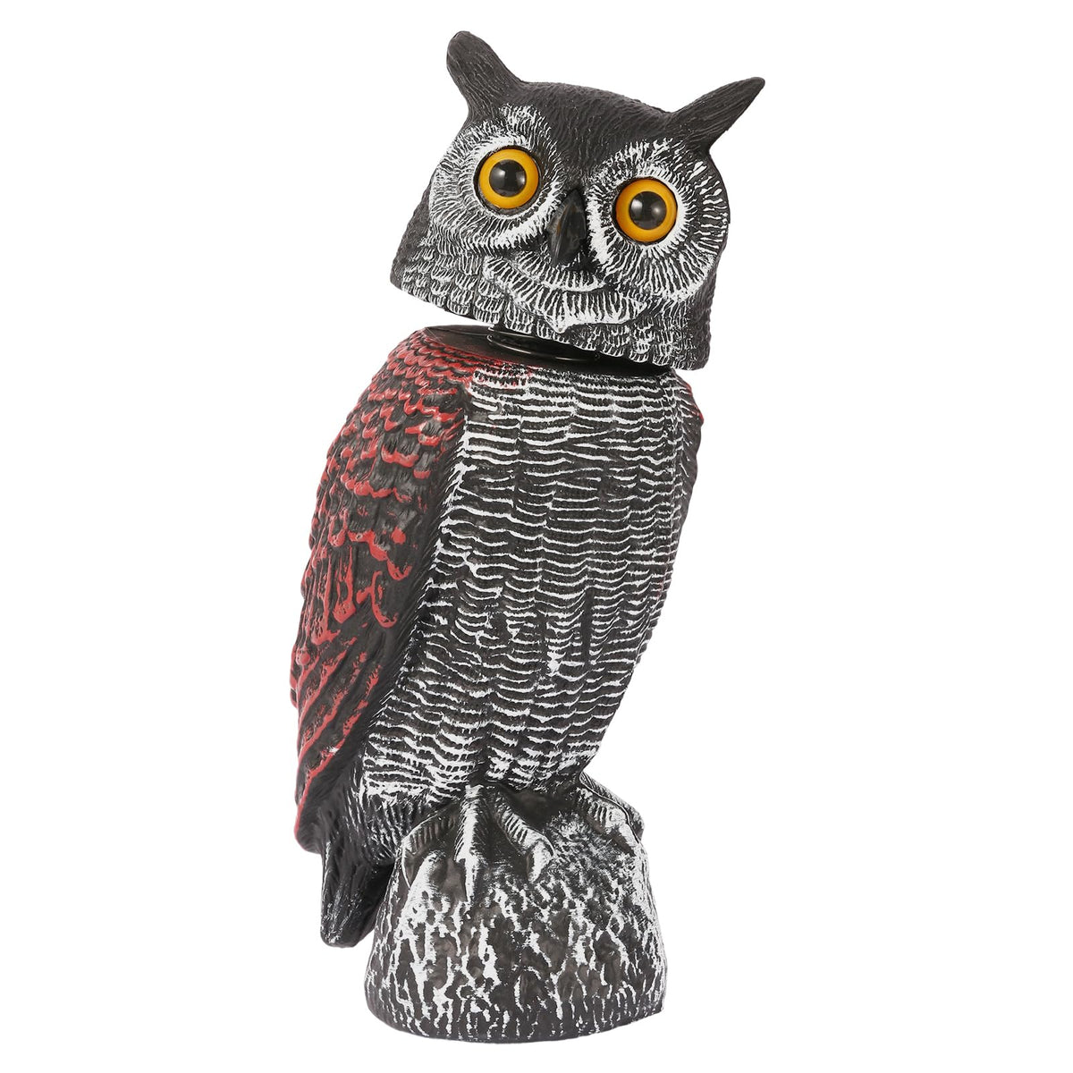 WonderField fake owl decoy with rotating head deters garden birds.