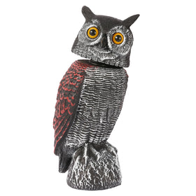 WonderField fake owl decoy with rotating head deters garden birds.