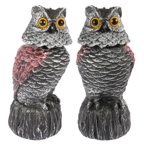 WonderField Owl Decoys two-pack with rocking heads deter garden birds safely.