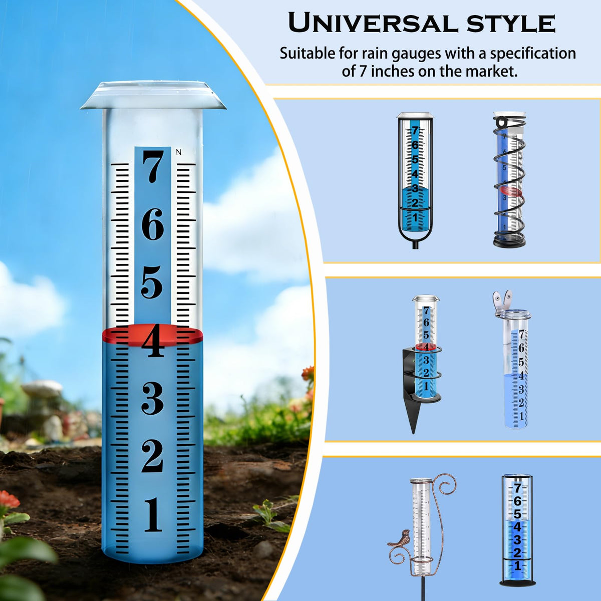 WondMall beveled-edge rain gauge tube for direct, accurate rain entry