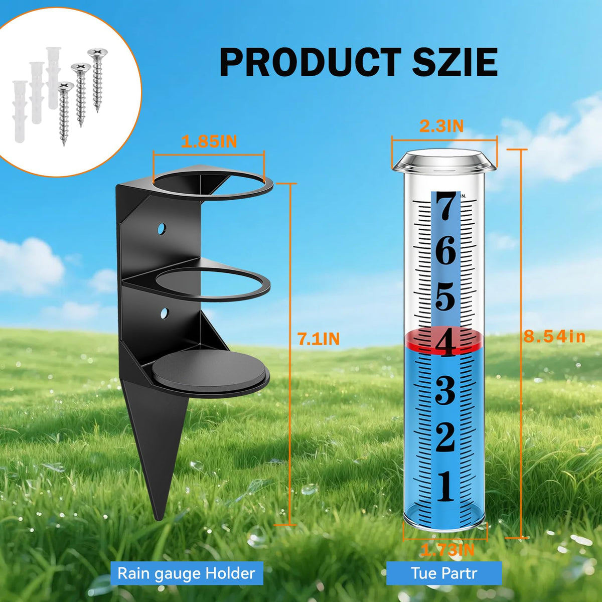 WondMall easy install rain gauge for posts fences or soil stakes