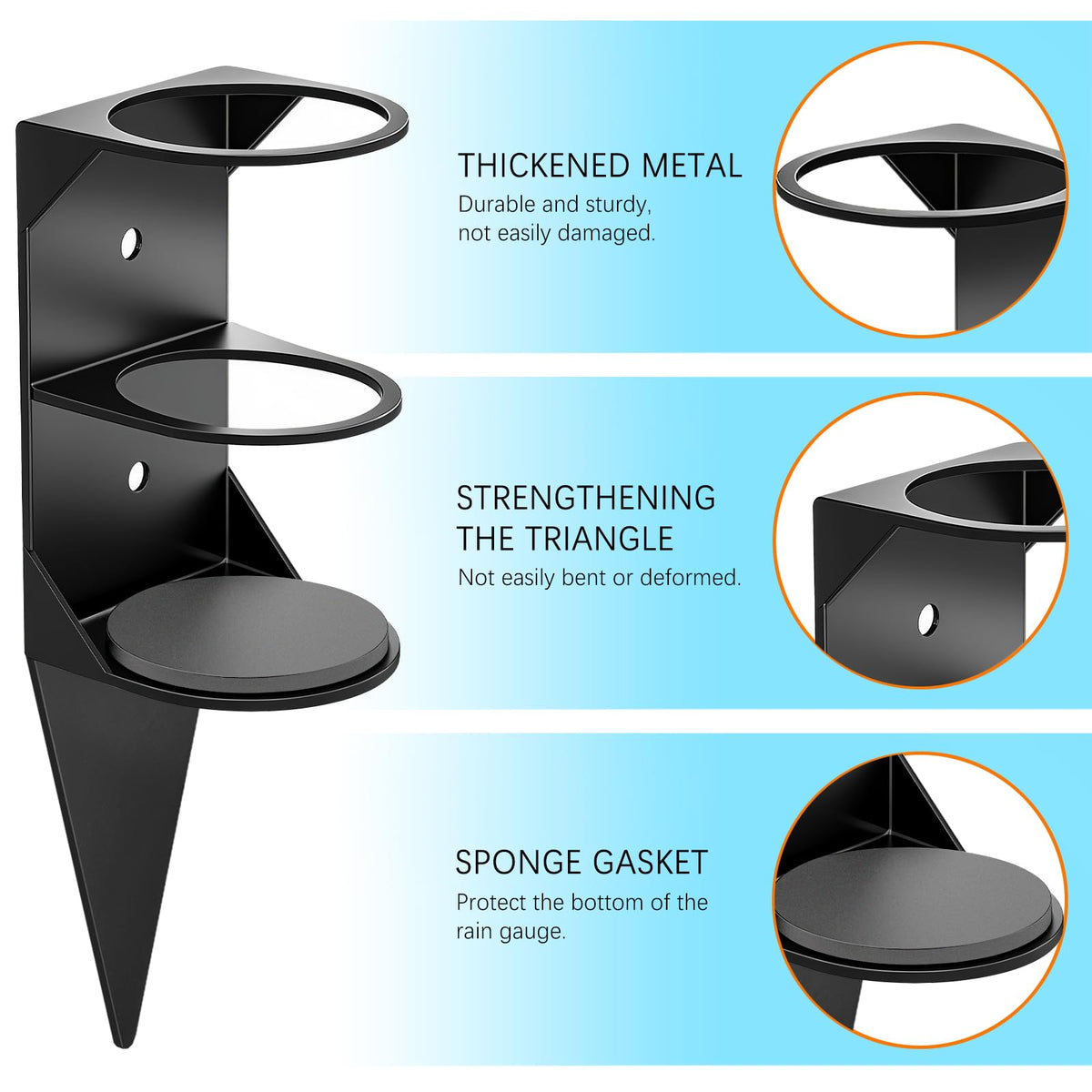 WondMall metal rack holder keeps the gauge sturdy in windy weather