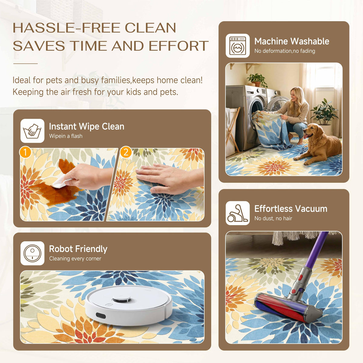 WondRg lightweight rug folds easily for shipping and setup.