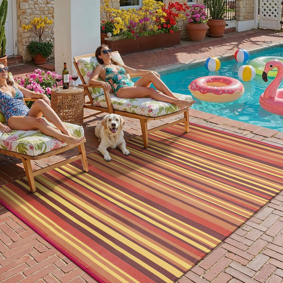 WondRg outdoor rug on porch offers waterproof durability for rainy days