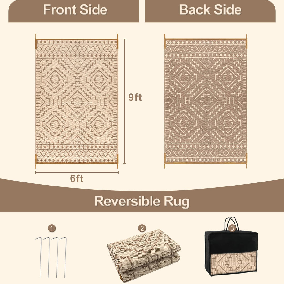 Wonnitar rug 6x9 reversible design provides dual looks