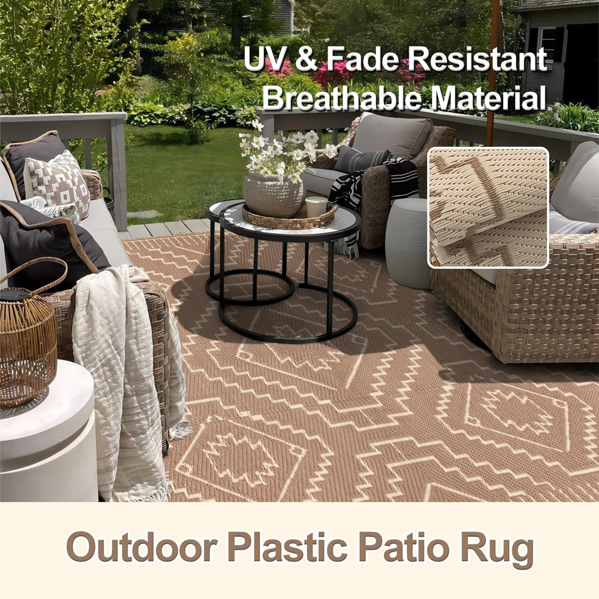 Wonnitar outdoor rug 6x9 UV-resistant to keep colors vibrant