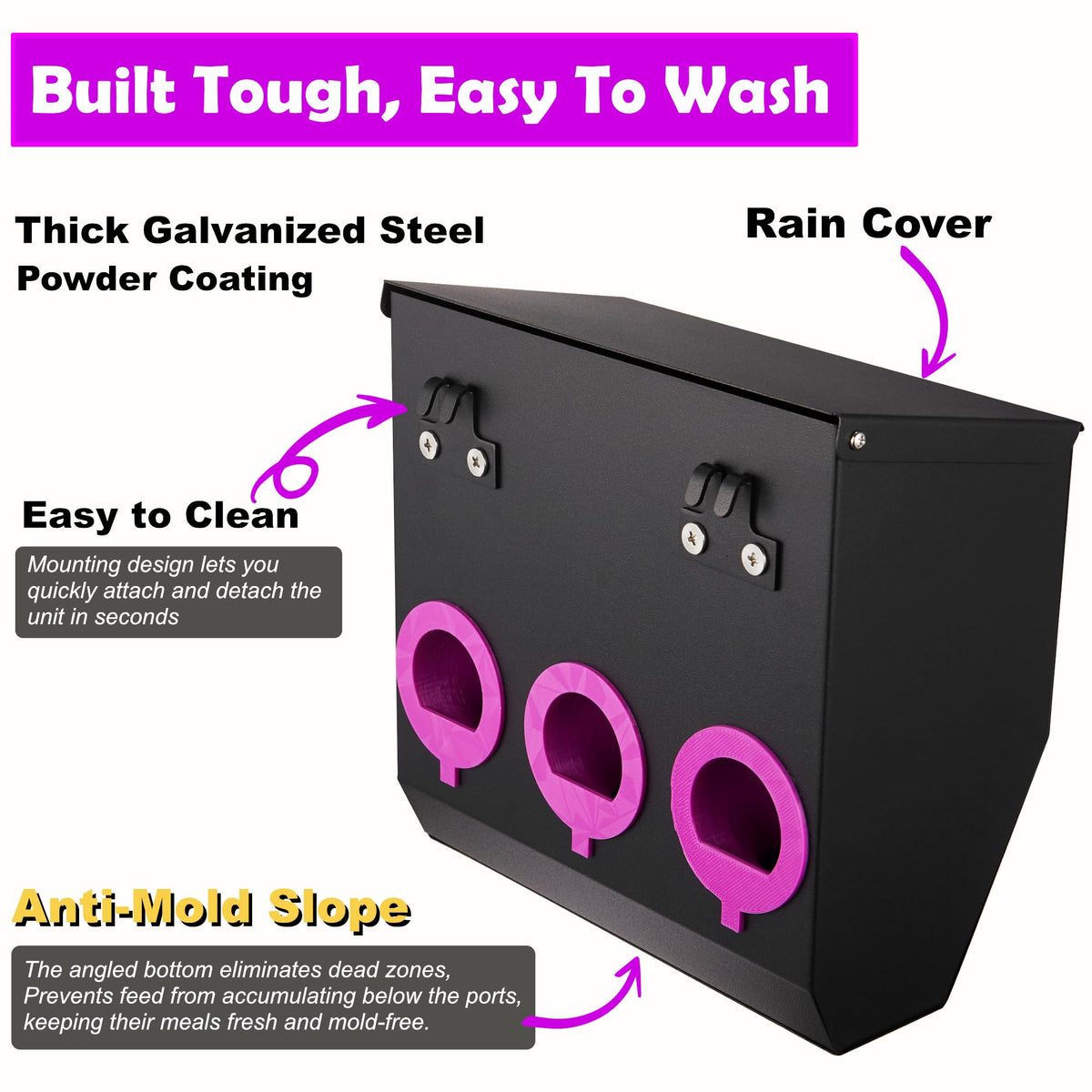 Woobud CluckRoots detachable mount design for quick repositioning.