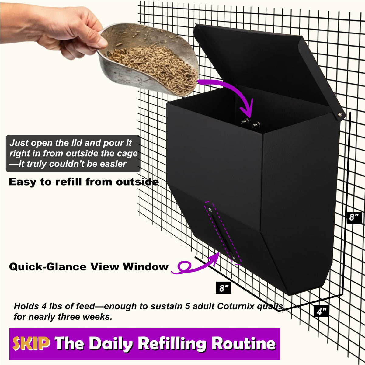 Woobud CluckRoots 5-minute installation on a wire cage.