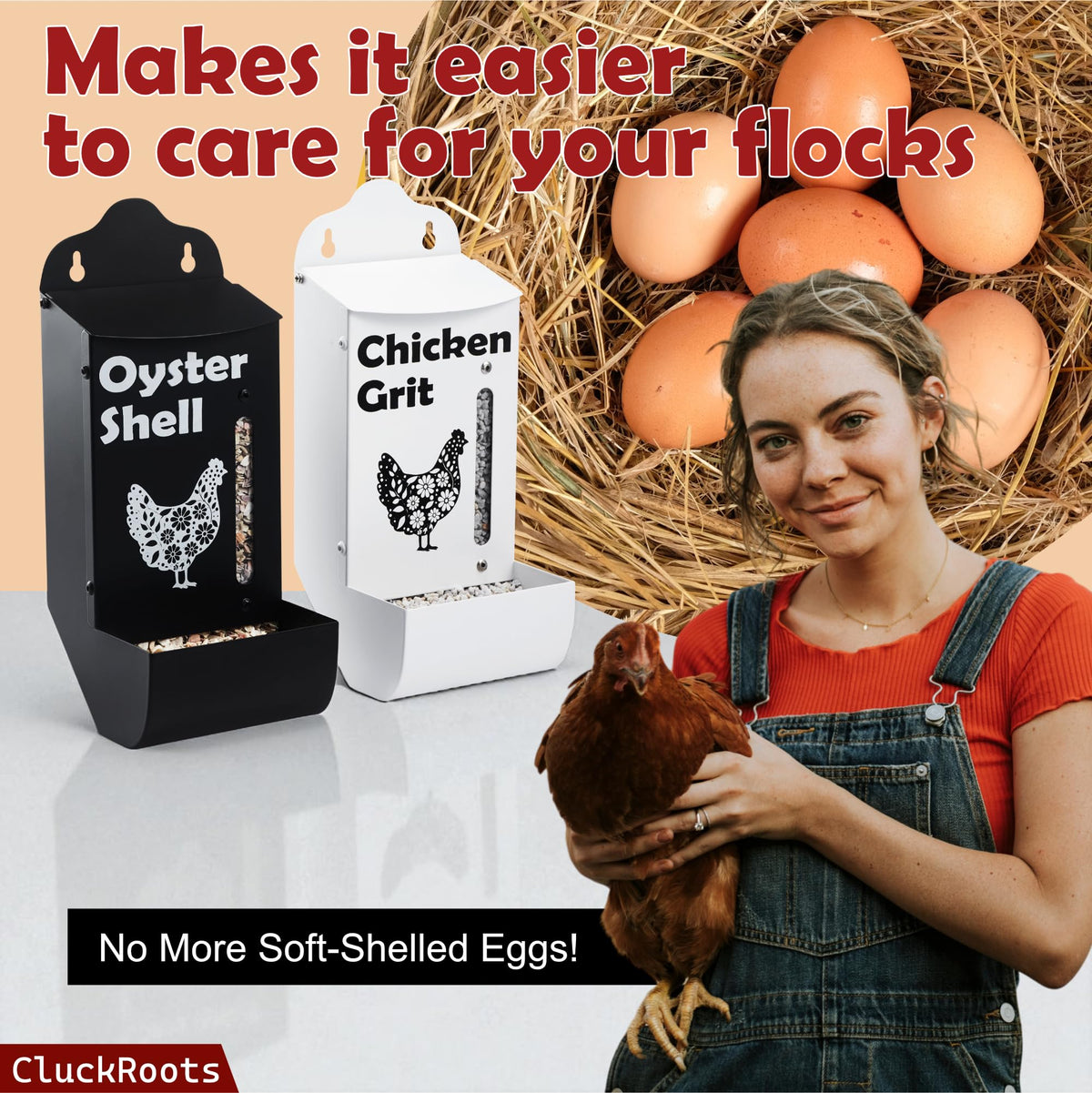 Woobud CluckRoots mounted side view on coop wall for easy access