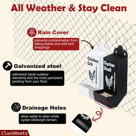 Woobud CluckRoots weather-proof cover keeps shells dry and clean