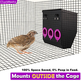 Close-up of spill-proof ports on Woobud CluckRoots feeder for tidy feeding.