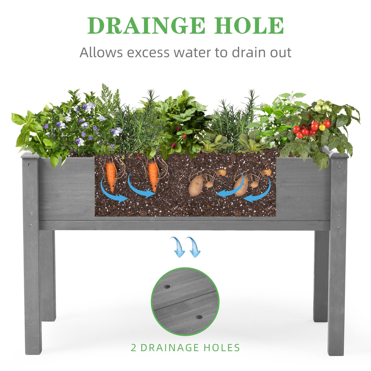 Wood-Natrl 30-inch height reduces bending for comfortable daily gardening.