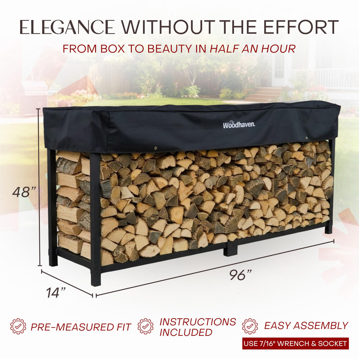 Woodhaven durable steel construction underscores strength for years of use.