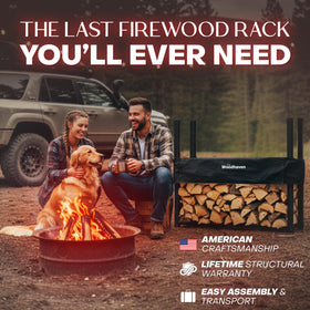 Woodhaven outdoor indoor storage rack showcases compact design for cabins or campsites.