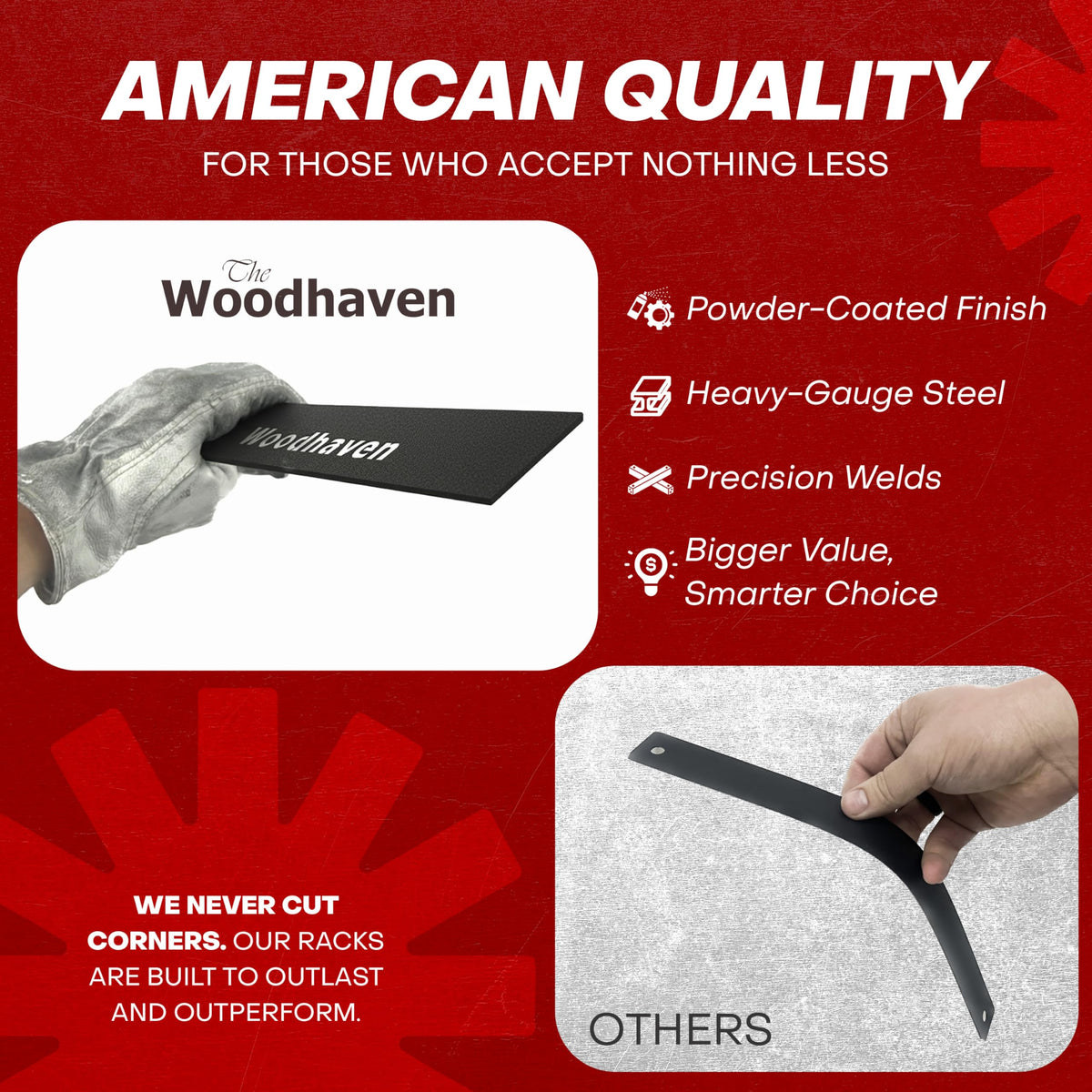 Woodhaven powder-coated finish adds protection and a sleek look.