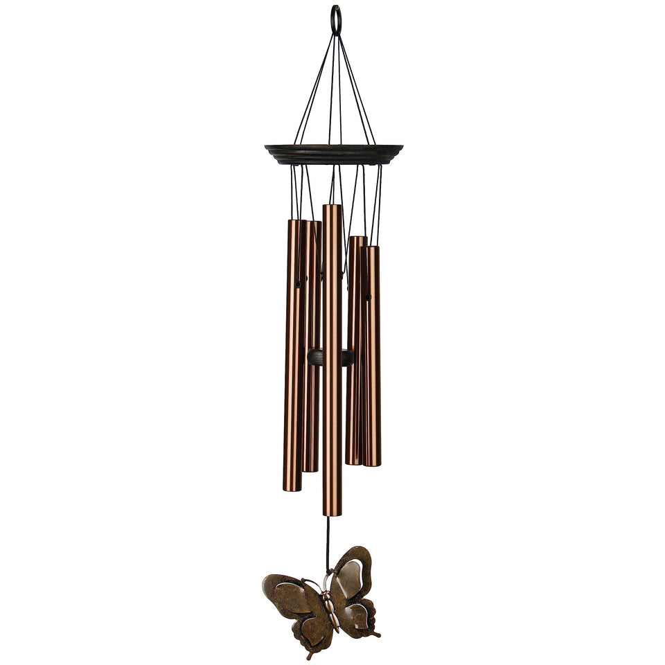 Woodstock My Butterfly Chime top wood detail for elegant outdoor decor