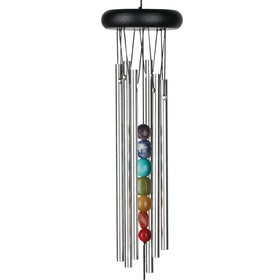 Woodstock Chakra Seven Stones chime wood and metal construction for durable outdoor use