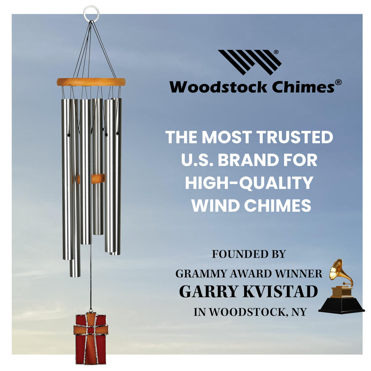 Woodstock Chimes 28-inch memorial wind chime creates a comforting outdoor companion