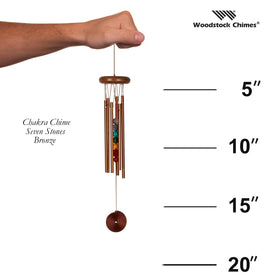 Woodstock Chimes Chakra Chime wind catcher with stone accents in a patio setting