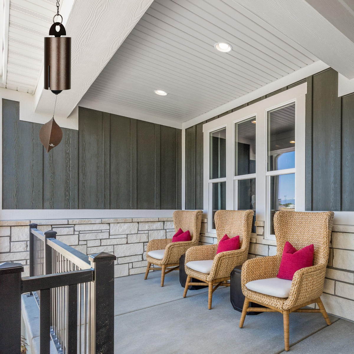 Aluminum windcatcher with durable finish catches the breeze for consistent tones