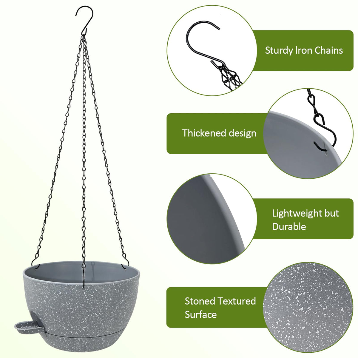 WOUSIWER rust-resistant chain and hook provide secure hanging outdoors.