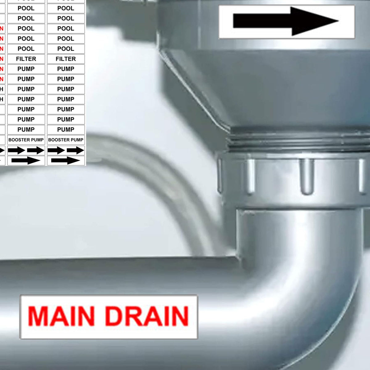 Wootile valve function labels clearly mark pool valves for servicing.