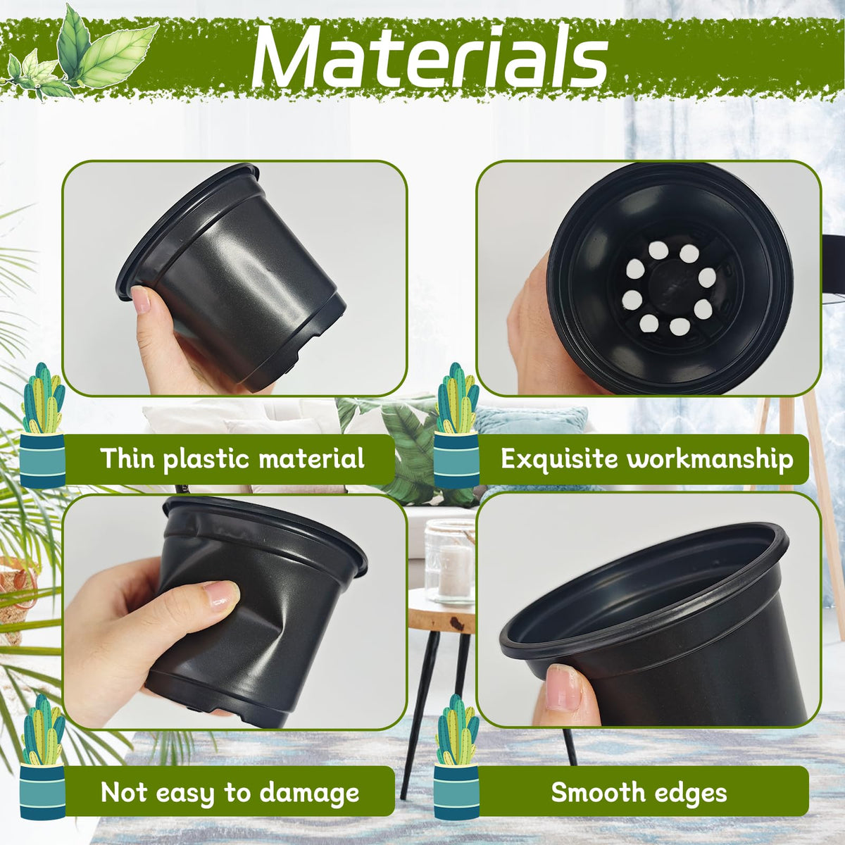 Woozettn nursery pot bottom drainage holes promote airflow