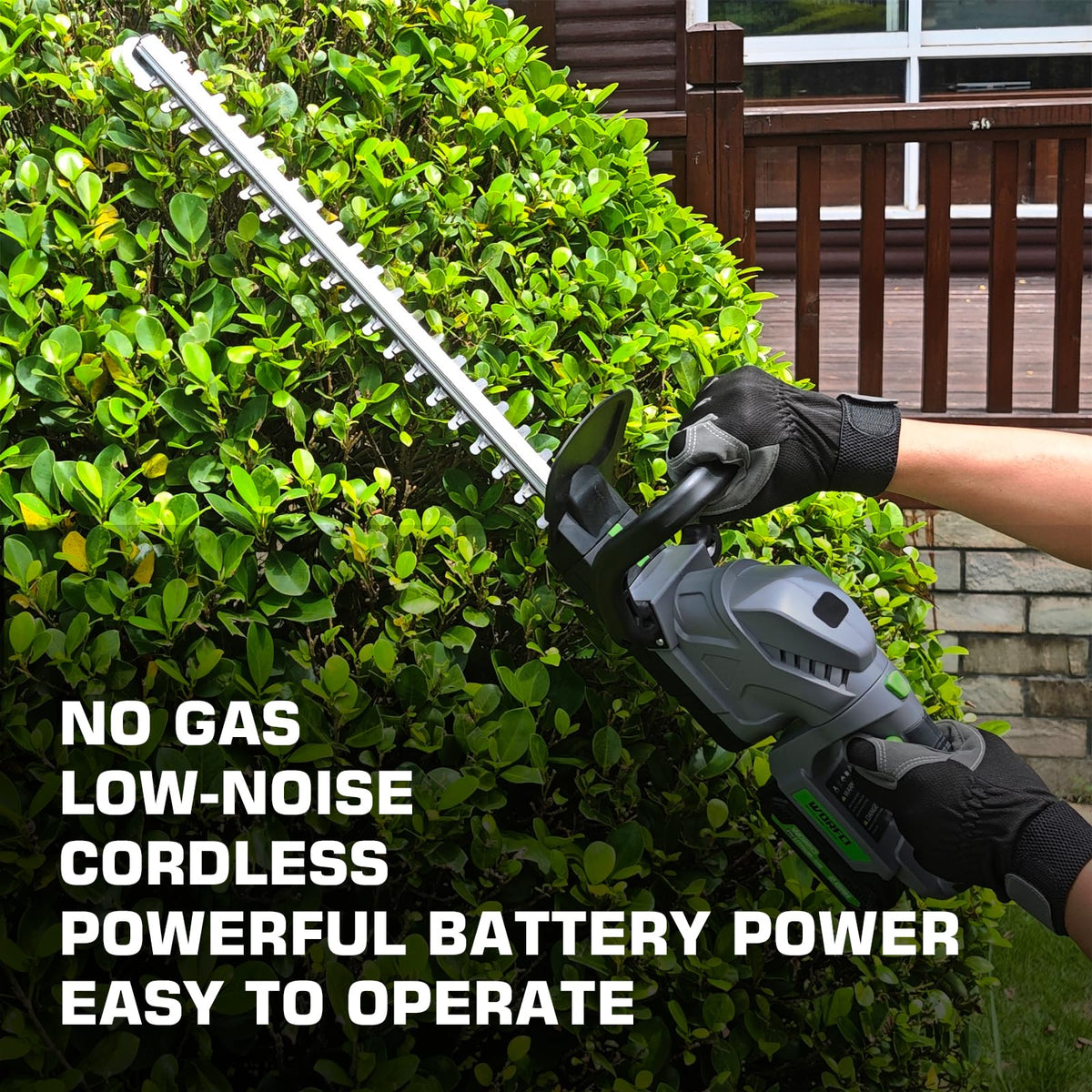 WORFCI hedge trimmer rotatable handle for versatile angles.