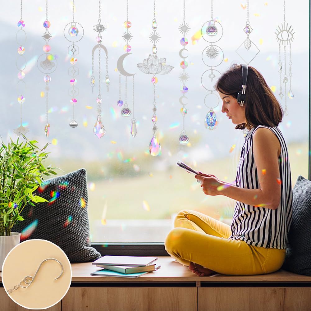 Worgree sun catcher hanging ornament showcases sparkling crystals and hooks