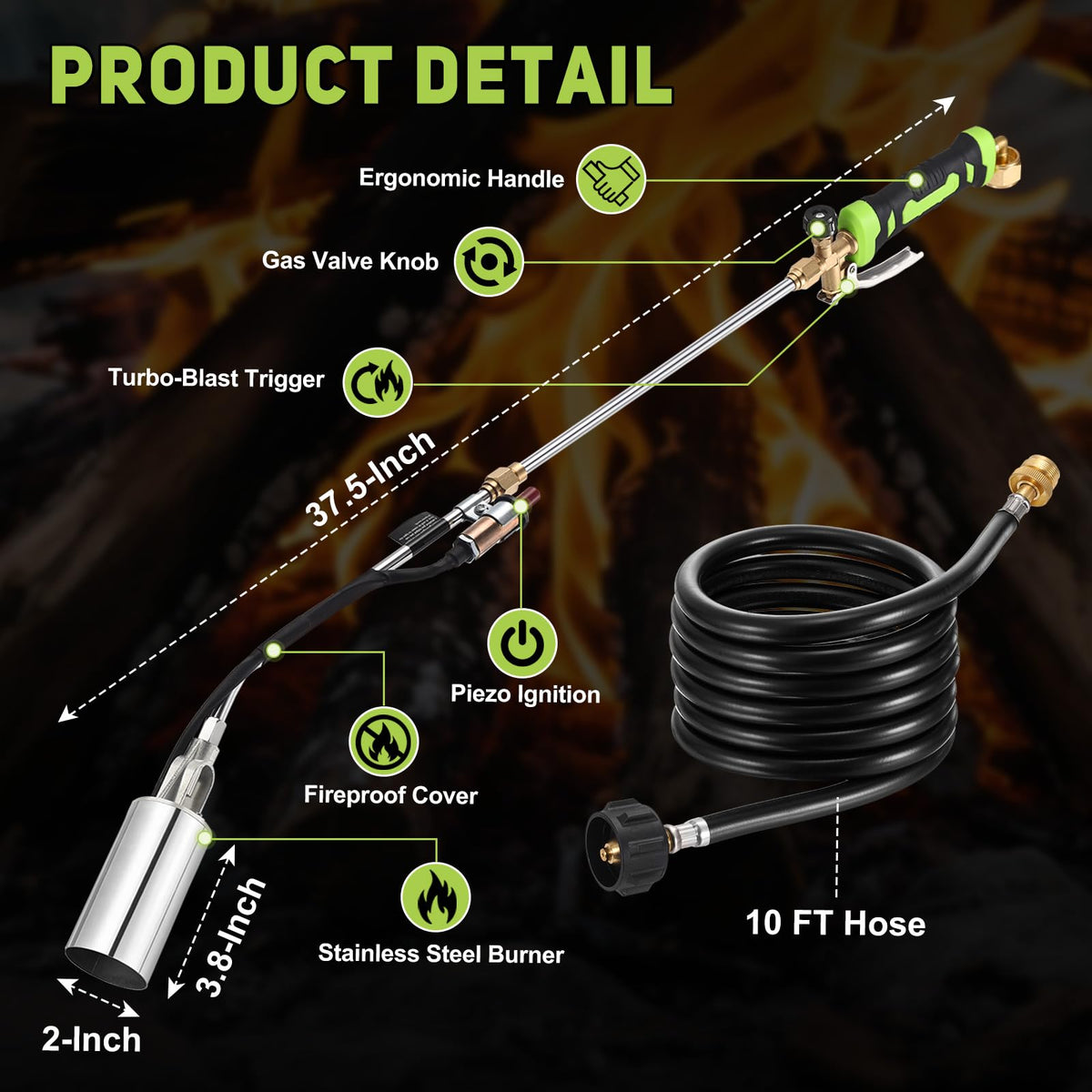 WorkBless Weed Torch with CGA600 connector enables quick, tool-free setup.