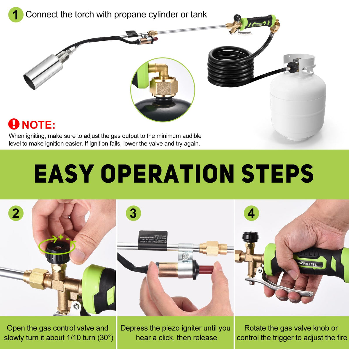 WorkBless weed torch features upgraded ignition for easy one-handed lighting.