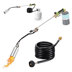 WorkBless weed torch with a large flame for rapid weed control and broad area coverage.
