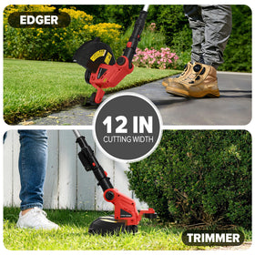 Worklife weed wacker adjustable head 0-90 degrees reaches tight spots effectively.