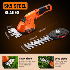 WorkNeon lightweight hedge trimmer held with one hand.