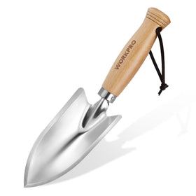 WORKPRO 11in garden hand trowel with polished steel blade for easy digging and weeding