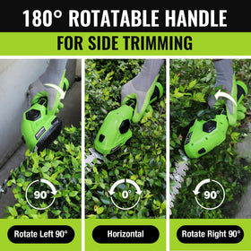 WORKPRO rotatable handle offers 180-degree control for trimming both sides.