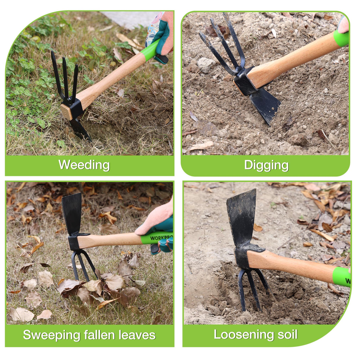 WORKPRO 2-in-1 design saves space and simplifies garden tasks.