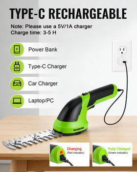 WORKPRO 2000mAh battery provides extended use between charges for longer trimming sessions.