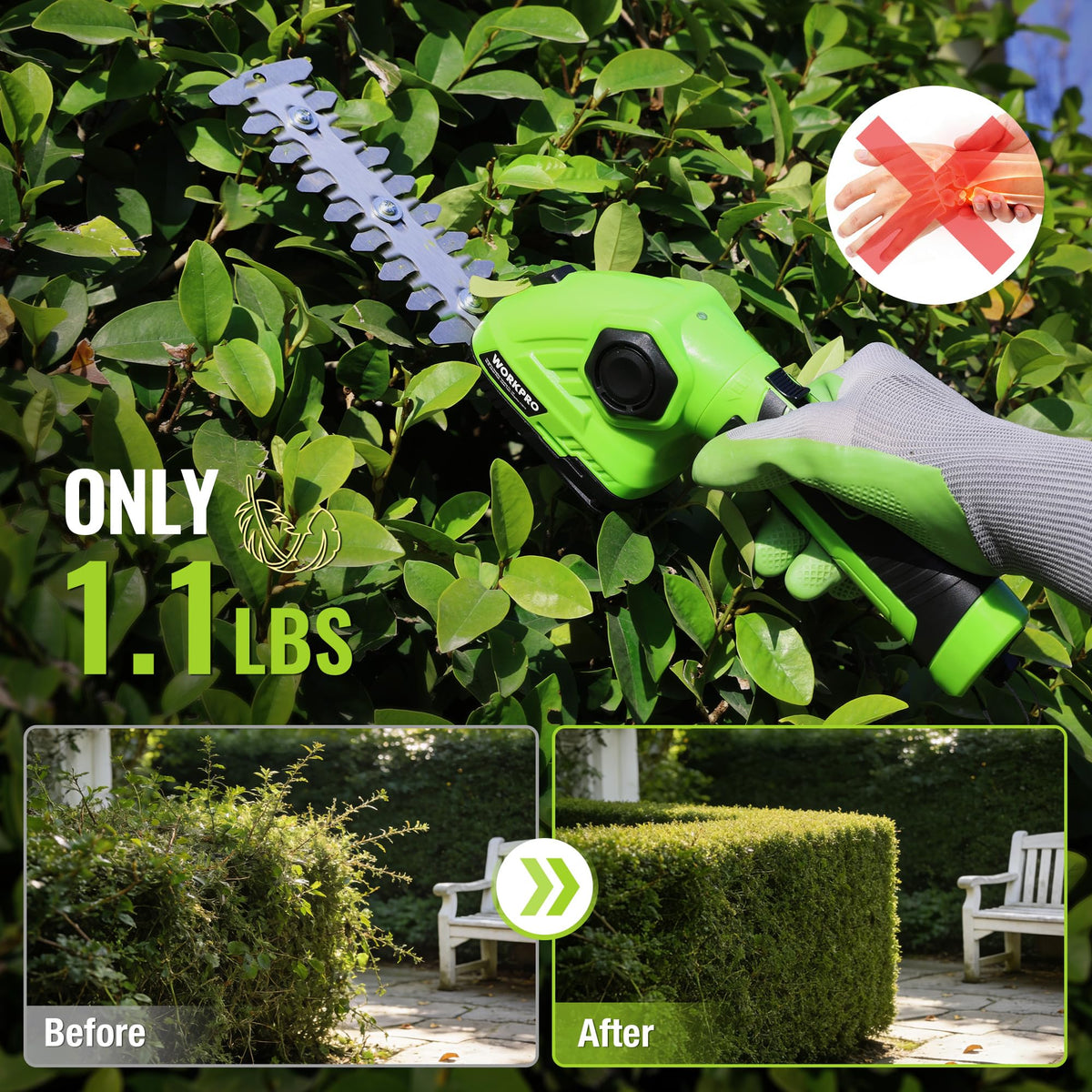 WORKPRO 2000mAh battery provides cordless operation with longer run time.