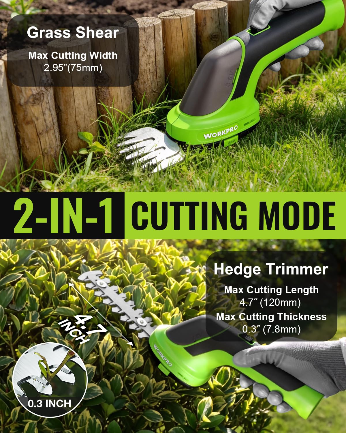 WORKPRO hedge trimmer 4.7 inch hedge blade delivers precise cuts