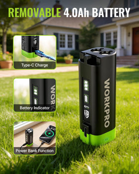 WORKPRO tool-free blade change enables quick blade swaps