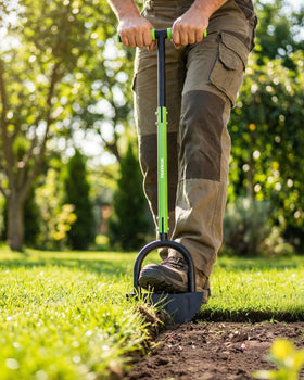 WORKPRO 40-Inch Edger wide footrest shown for stable, comfortable use.