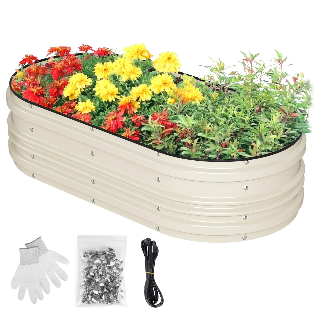 WORKPRO 4x2x1ft open-bottom galvanized raised bed shown in white for deep rooting and drainage