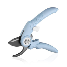 WORKPRO 6.9 pruning shears with ergonomic handle for precise cuts in small gardens.