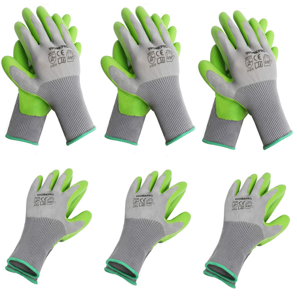 WORKPRO gloves with eco latex palm provide a secure grip for gardening tasks.