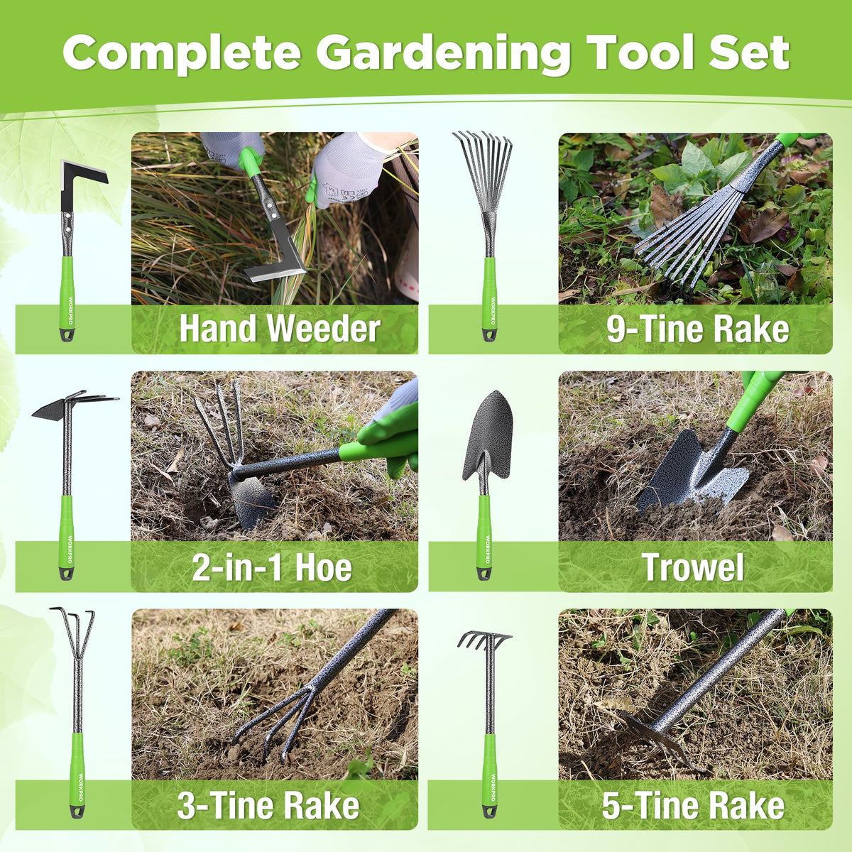 WORKPRO crack weeder for precise removal of weeds in cracks.