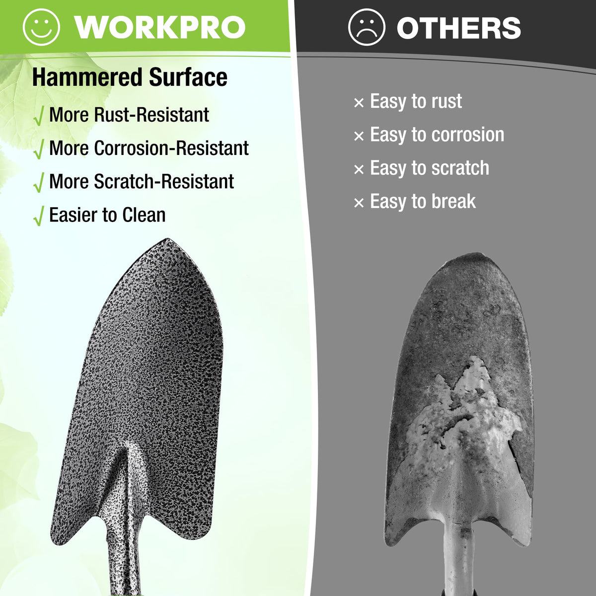 WORKPRO cultivator for aerating soil and breaking up compacted clumps.
