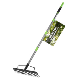 WORKPRO 65 inch bow rake with 17-tine head sweeping soil and leaves